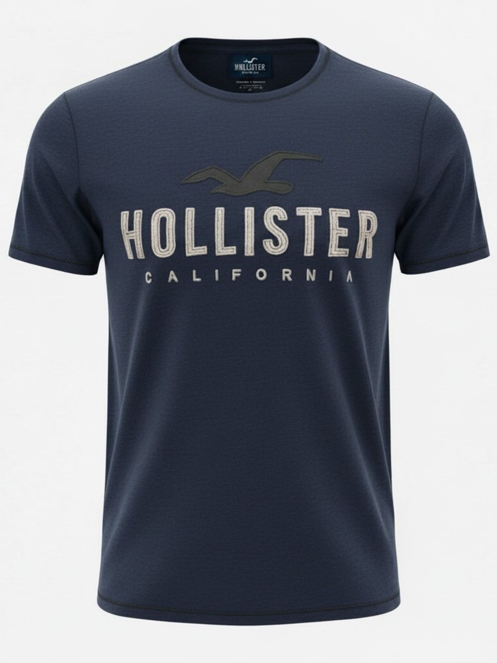 Hollister VTG Embroidered Tee Navy Blue Chest Logo Short Sleeve Men’s Large